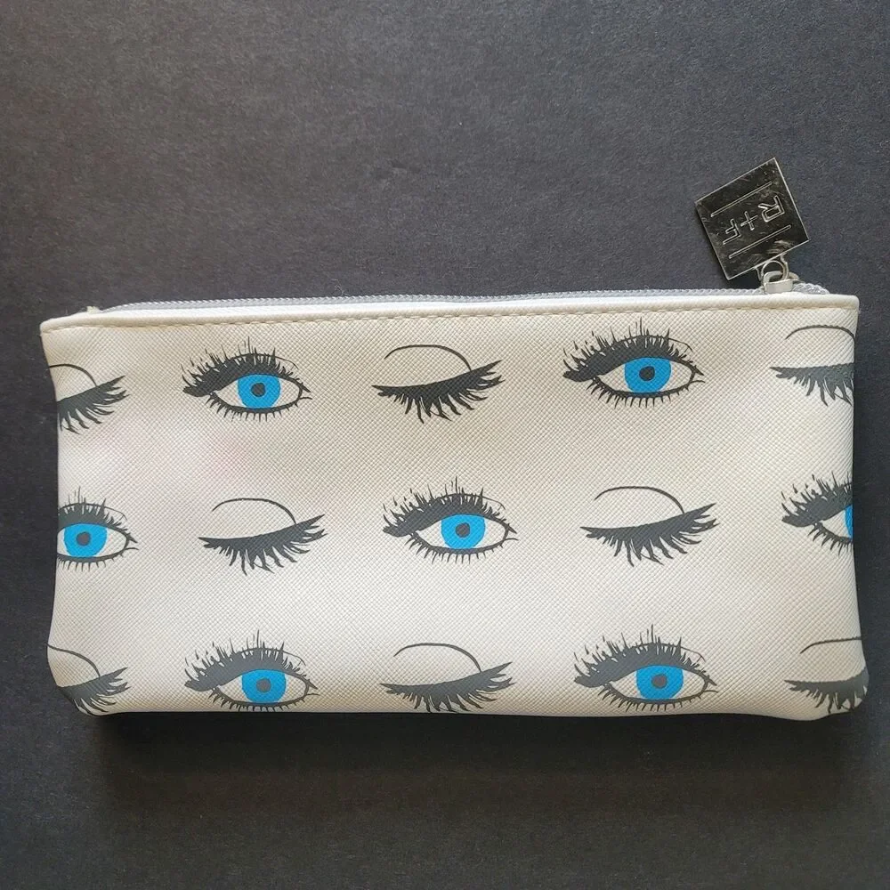 Rodan + Fields Eye Print Cosmetic Bag Zipper Pouch – Faint Pink Stain Shown